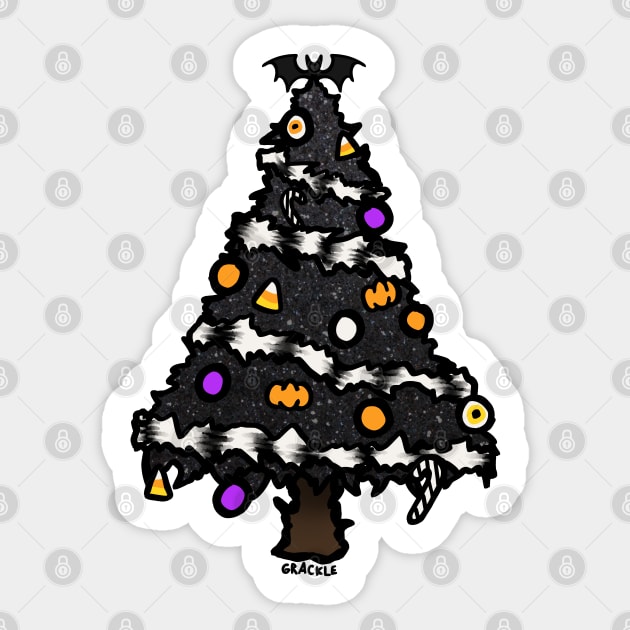 Creepy Christmas Tree Sticker by Jan Grackle